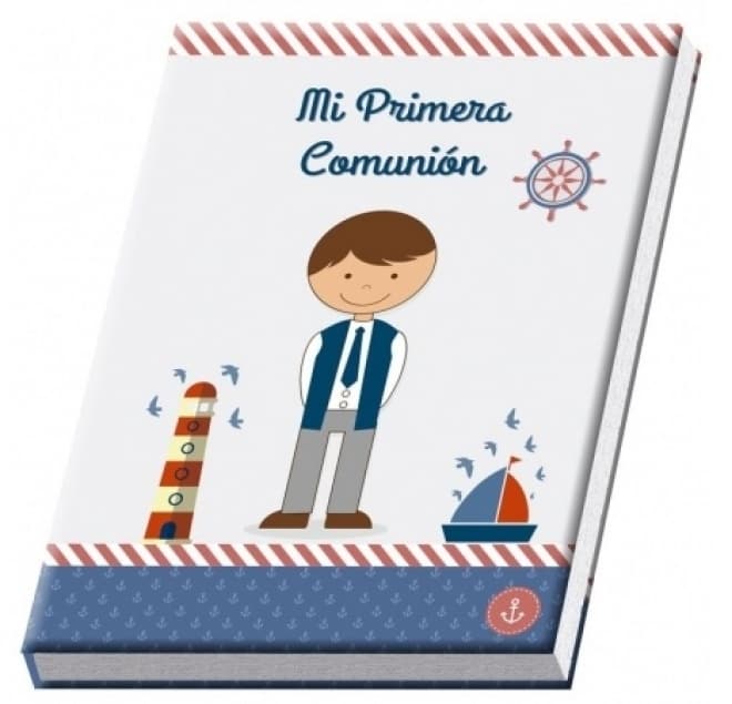 Libro albúm comunión niño en caja regalo AZUL D8576 AZ