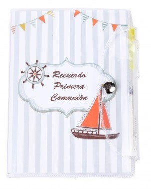 Libreta pvc + bolígrafo niño marinero comunión D8482