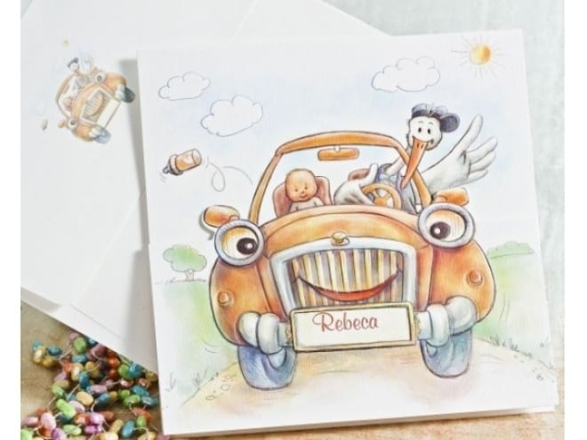 Invitación de Bautizo Coche 15105