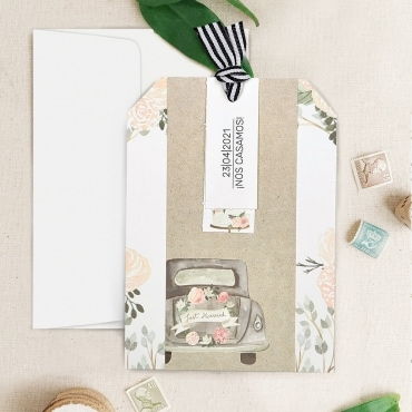 INVITACIÓN DE BODA 39727 coche de novios