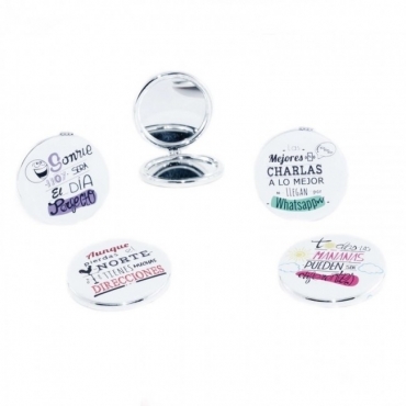 Espejo redondo con frases