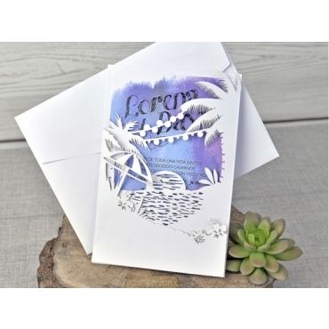Invitación de boda Corte láser isla. 39335