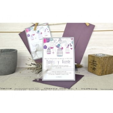 Invitación de boda jaulas 32614