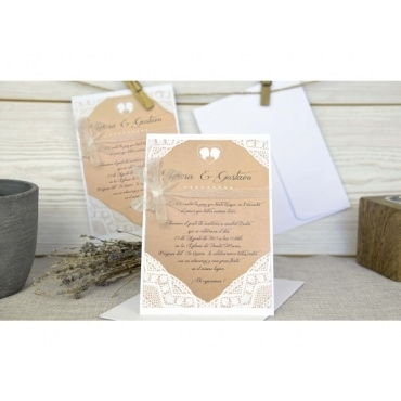 Invitación de boda con encaje 32644