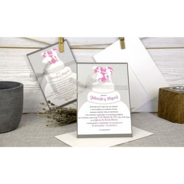 Invitación de boda dibujo tarta 32663