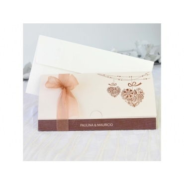 Invitación corazones colgantes 32682